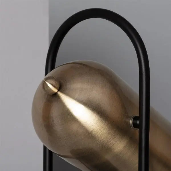 Industrial Table Lamp Matte Black Base Gold Metal Shade E27