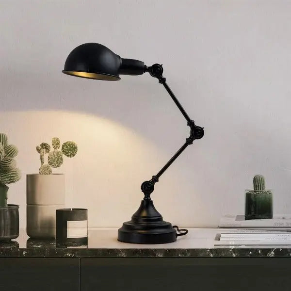 Black Industrial Table Lamp Adjustable E27 Metal