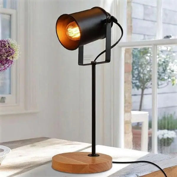 Vintage Industrial Table Lamp Aged Black Red Valve Grey Base E27