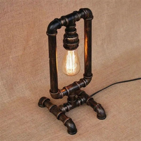 Industrial Pipe Table Lamp Black Metal Multi-Arm E27