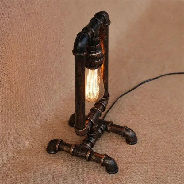 Industrial Pipe Table Lamp Black Metal Multi-Arm E27
