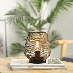 Industrial Cordless Table Lamp Rechargeable Metal Cage 18 cm