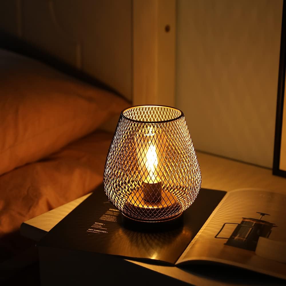 Industrial Cordless Table Lamp Rechargeable Metal Cage 18 cm