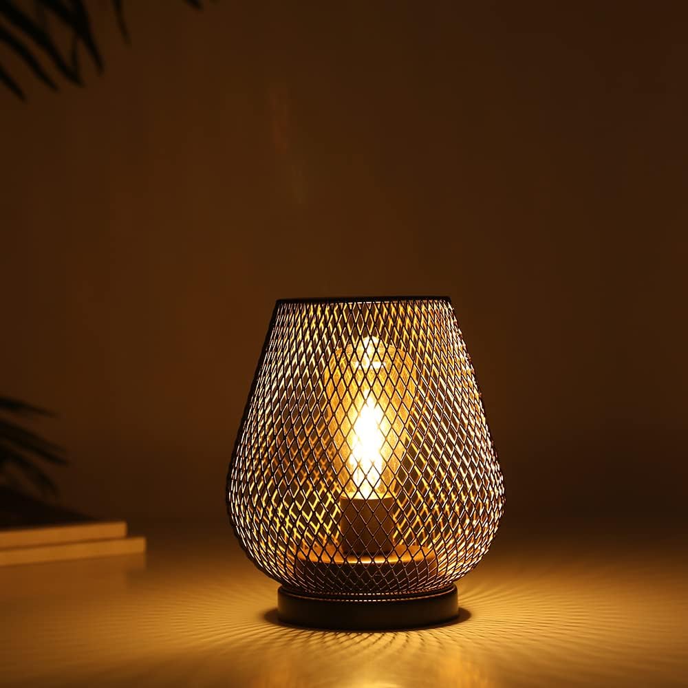 Industrial Cordless Table Lamp Rechargeable Metal Cage 18 cm