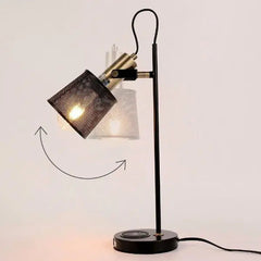 Industrial Table Lamp with USB Port Black Gold Socket E27