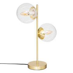 Brass and Glass Table Lamp Two Globe Shades E14 48 cm