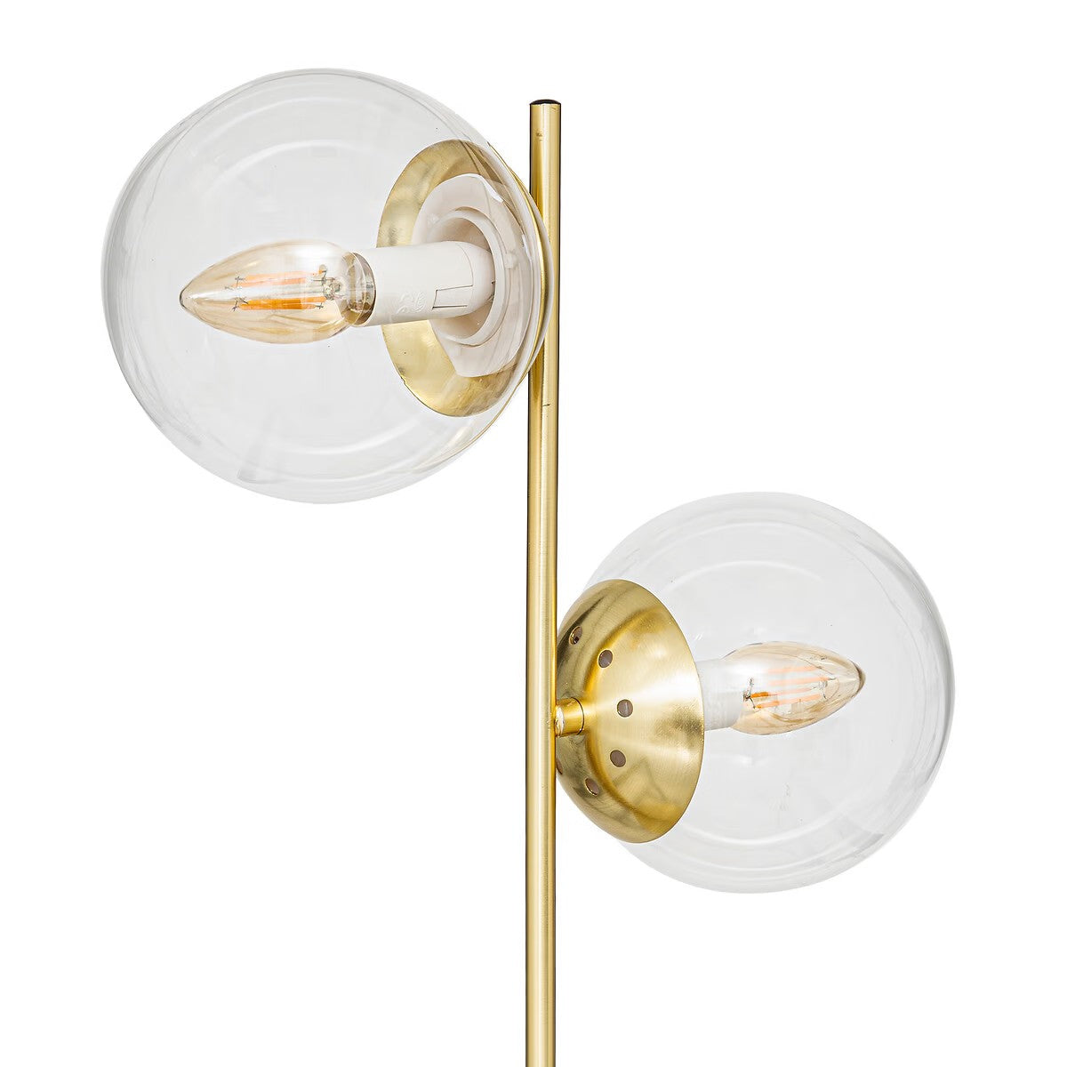 Brass and Glass Table Lamp Two Globe Shades E14 48 cm