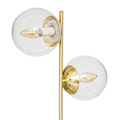 Brass and Glass Table Lamp Two Globe Shades E14 48 cm