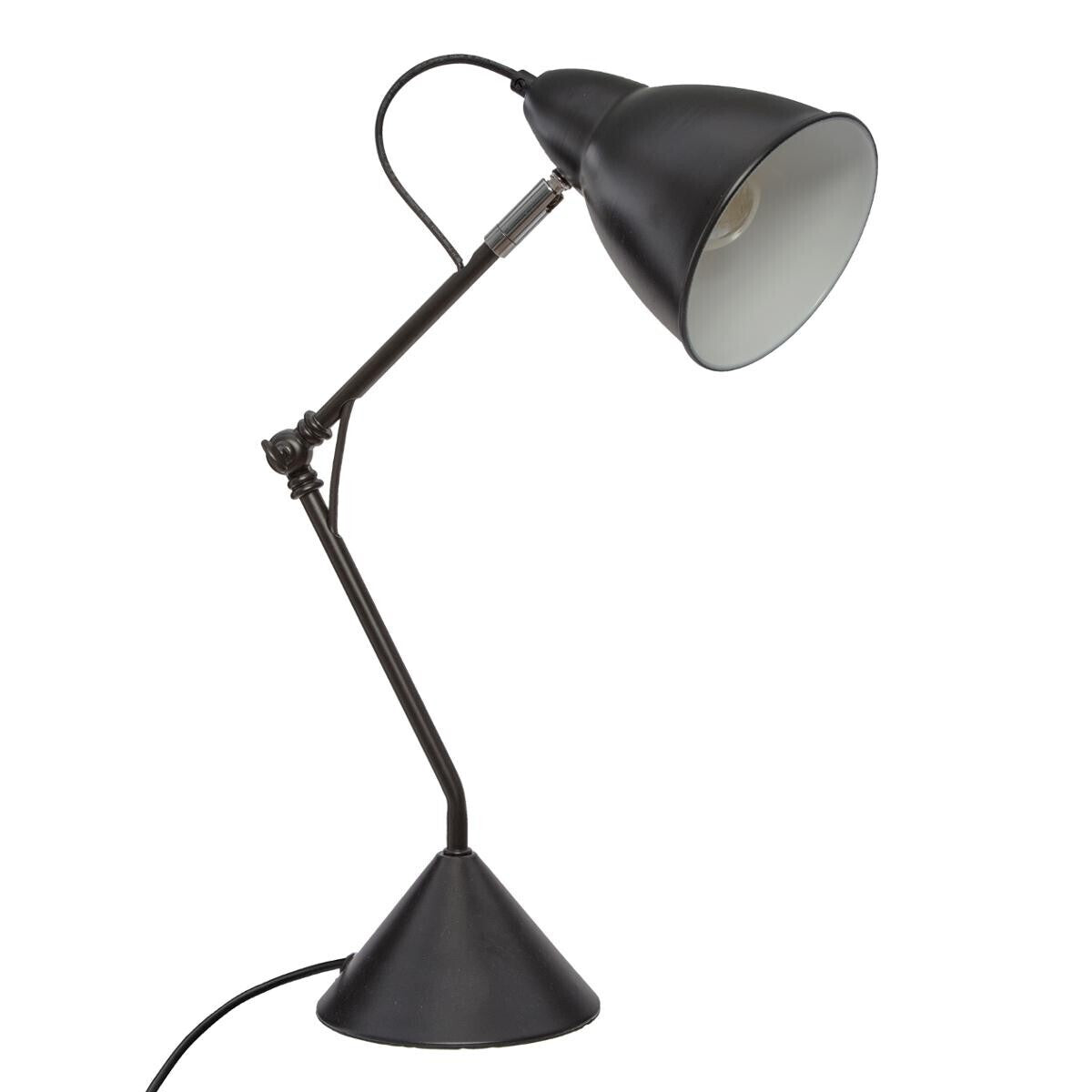 Vintage Adjustable Desk Lamp Articulated Arm Cement Base E27 Black Grey