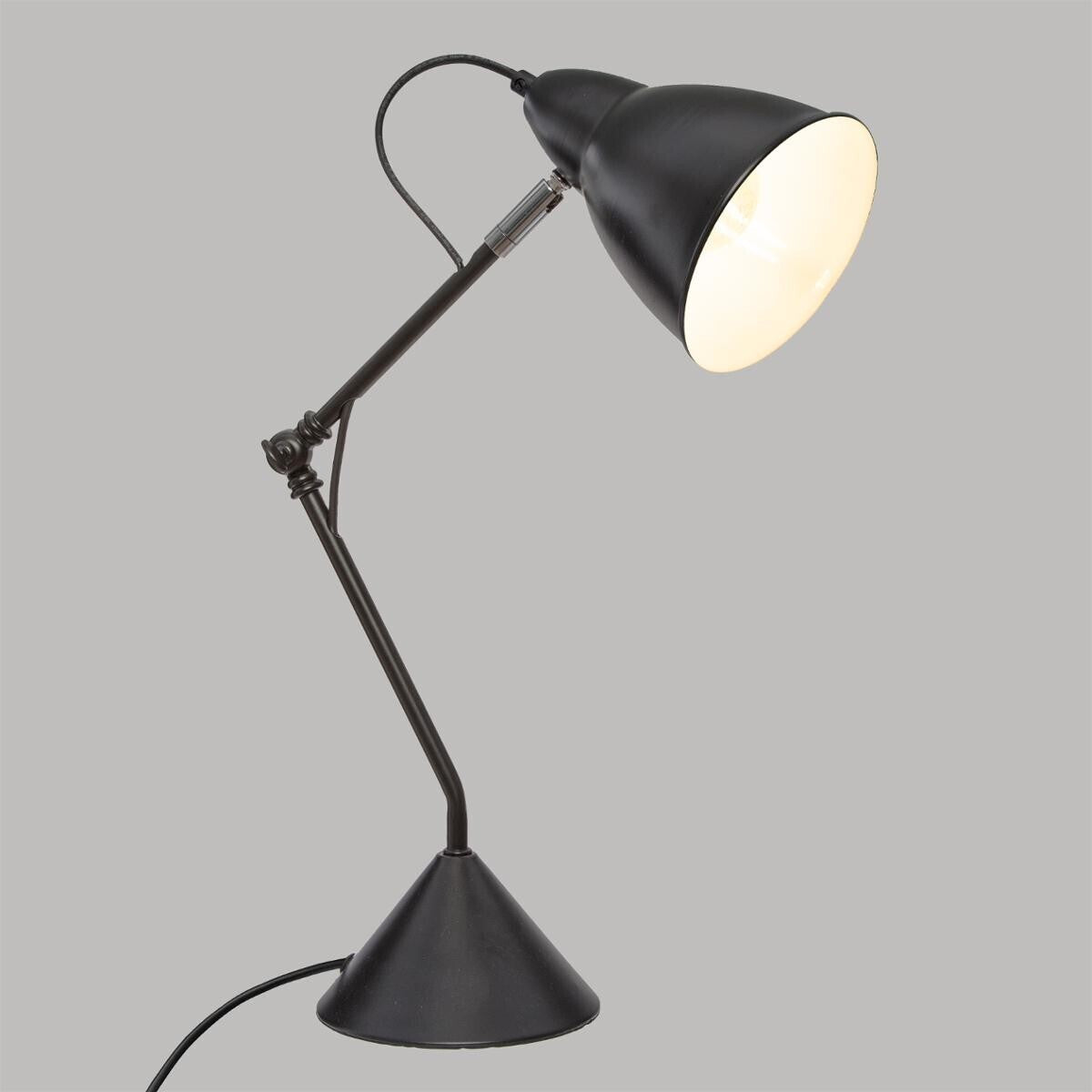 Vintage Adjustable Desk Lamp Articulated Arm Cement Base E27 Black Grey