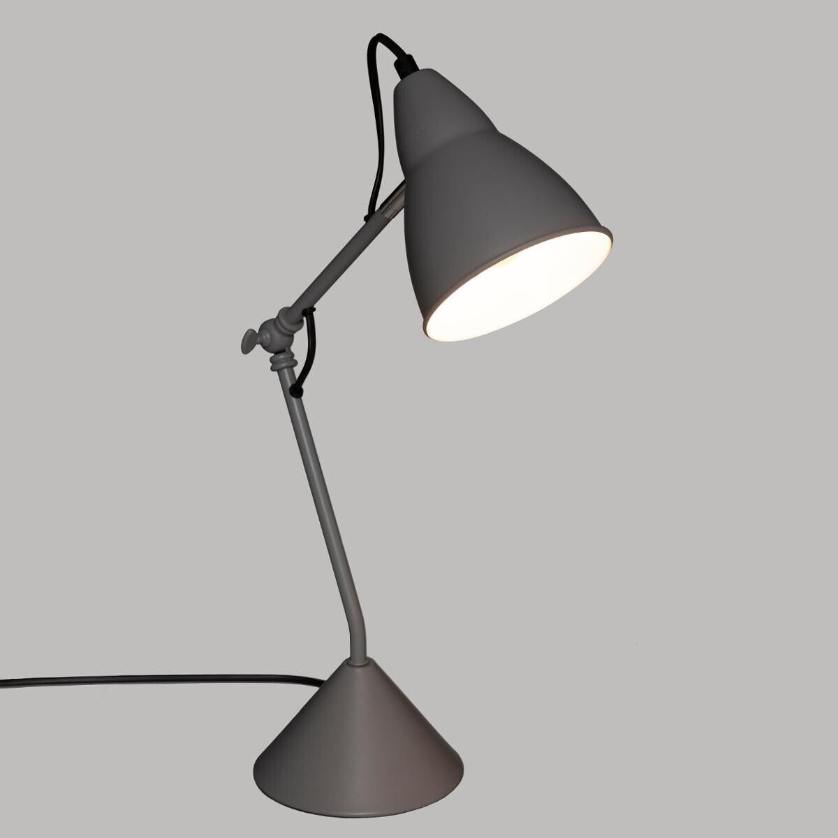 Vintage Adjustable Desk Lamp Articulated Arm Cement Base E27 Black Grey