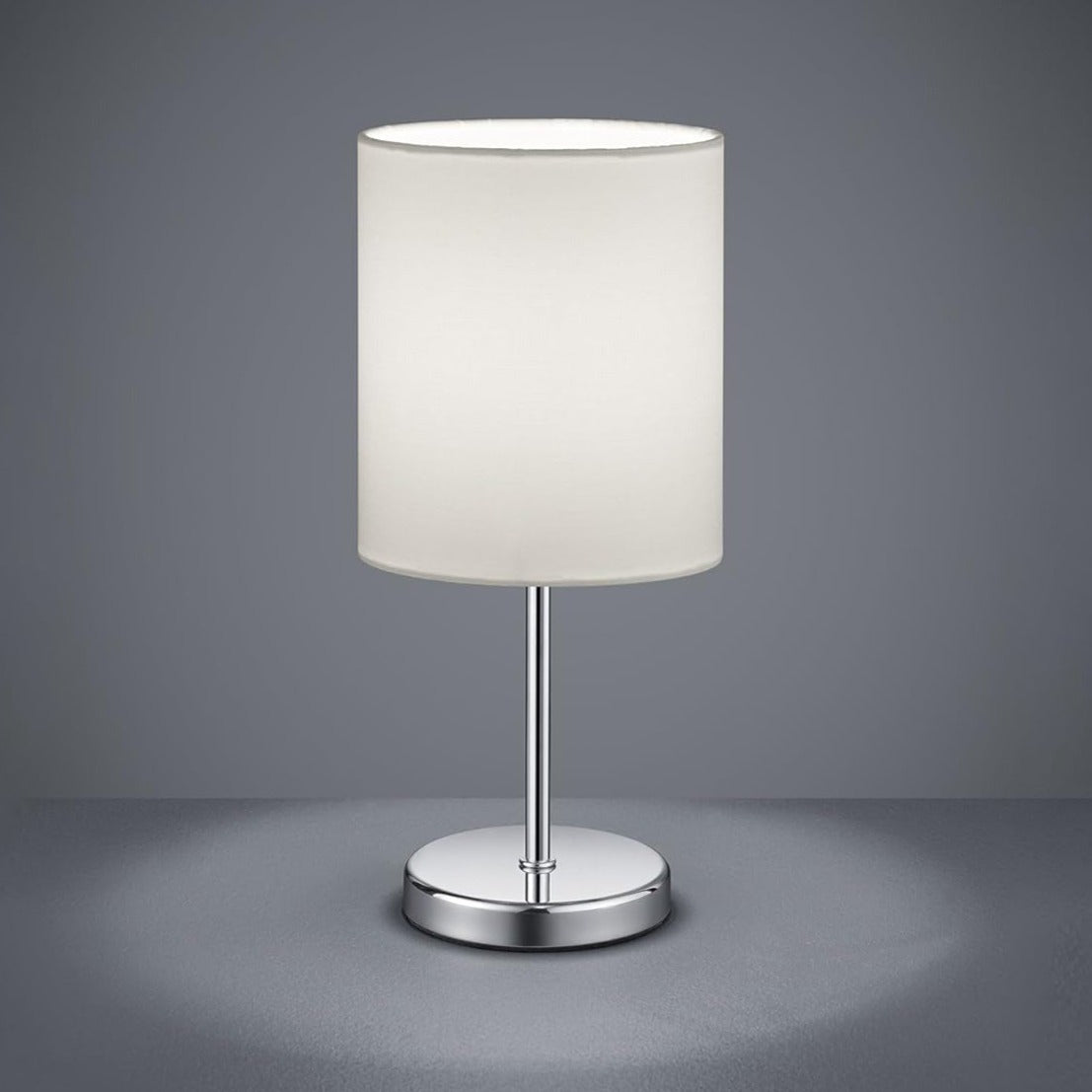 Vintage Chrome Desk Lamp Fabric Shade E14 Max 40W White or Taupe