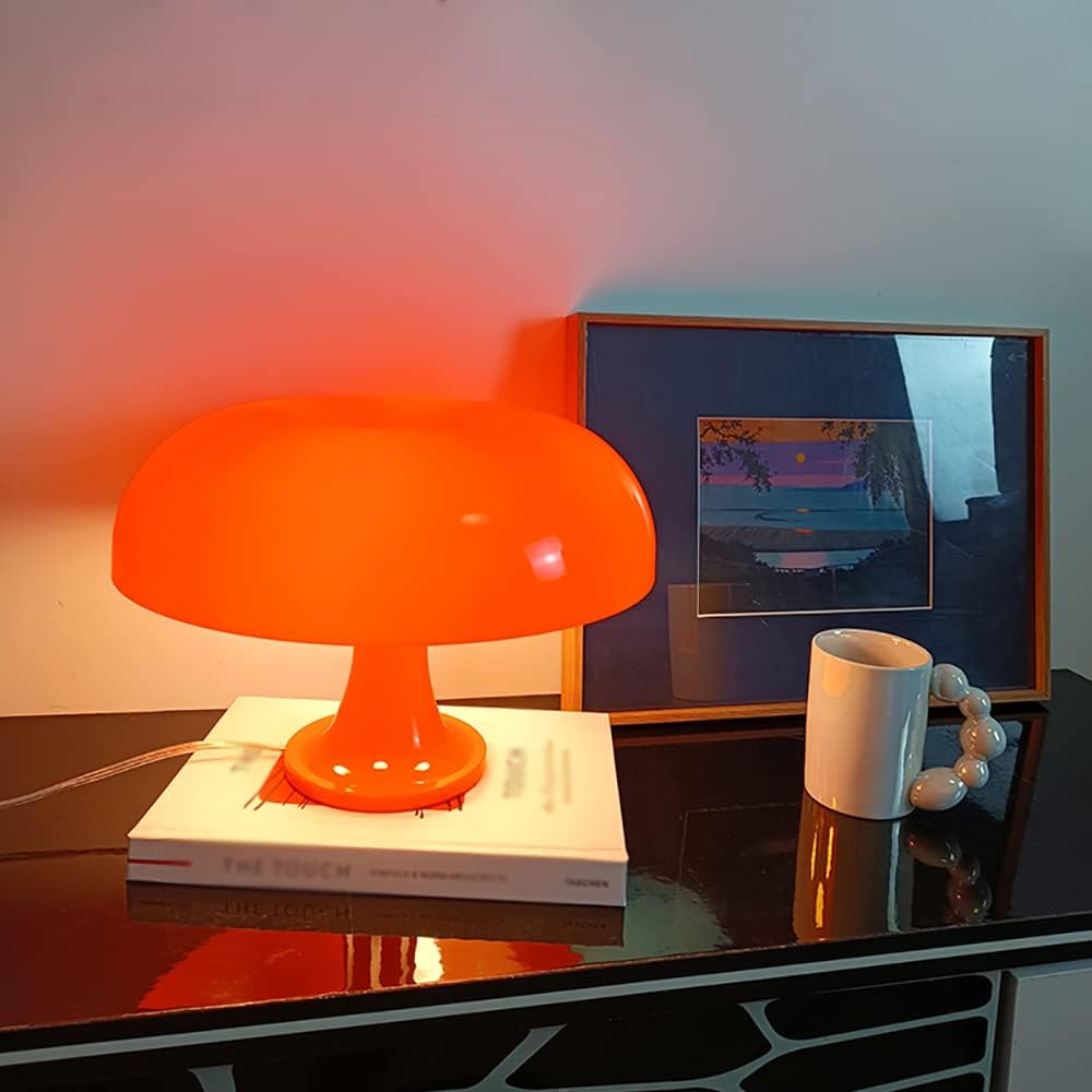 Vintage Orange Desk Lamp Mushroom Shape Acrylic Shade E27 Max 40W