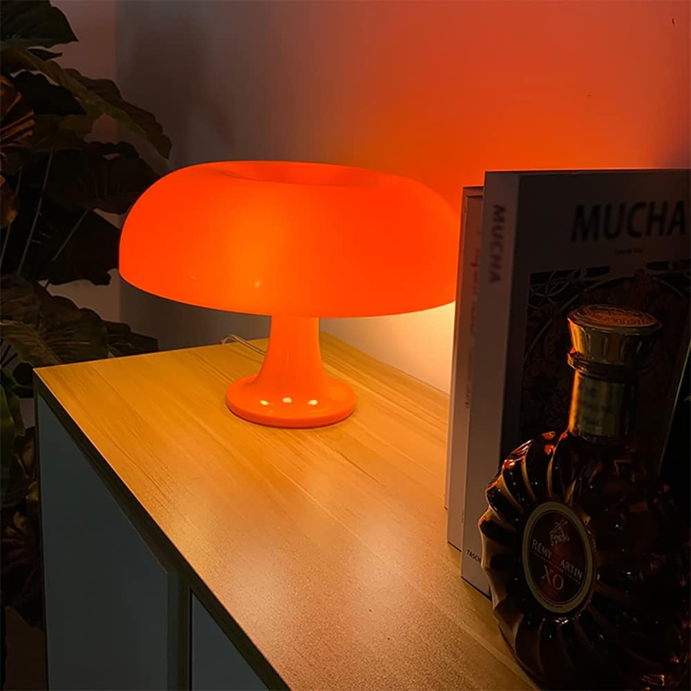 Vintage Orange Desk Lamp Mushroom Shape Acrylic Shade E27 Max 40W
