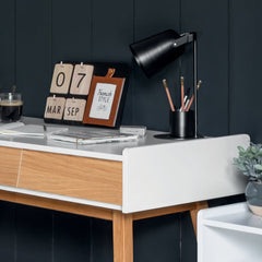 Industrial Spot Desk Lamp, E14, Black Iron, Pencil Holder Base, 34cm