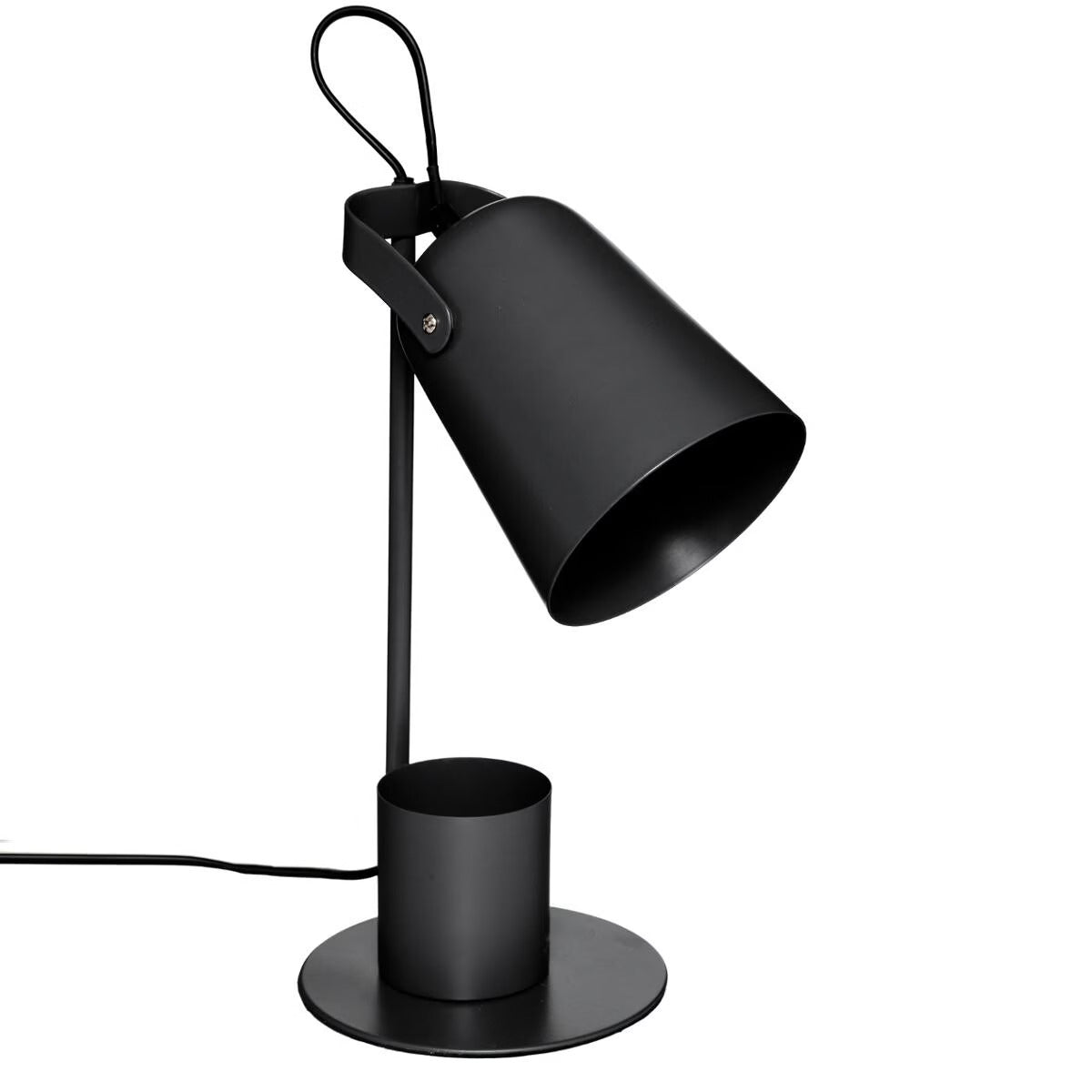 Industrial Spot Desk Lamp, E14, Black Iron, Pencil Holder Base, 34cm