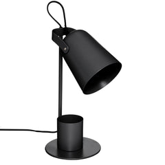 Industrial Spot Desk Lamp, E14, Black Iron, Pencil Holder Base, 34cm