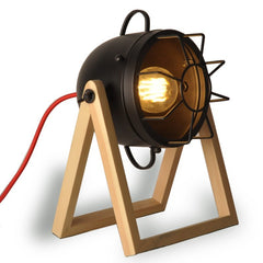 Tachicom Bedside Lamp Wood Metal Cage E27
