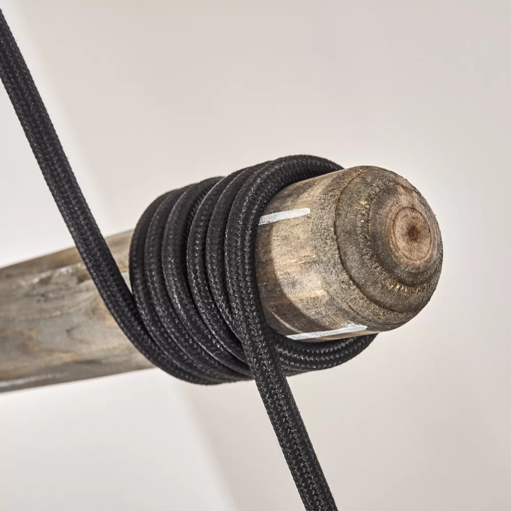 Industrial 4-Spot Ceiling Light Wood Brushed Steel E14