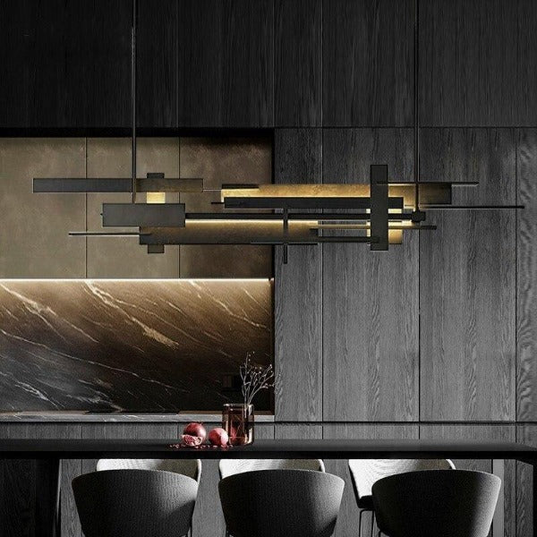 Industrial LED Bar Chandelier Matte Black — 60, 80 or 100cm
