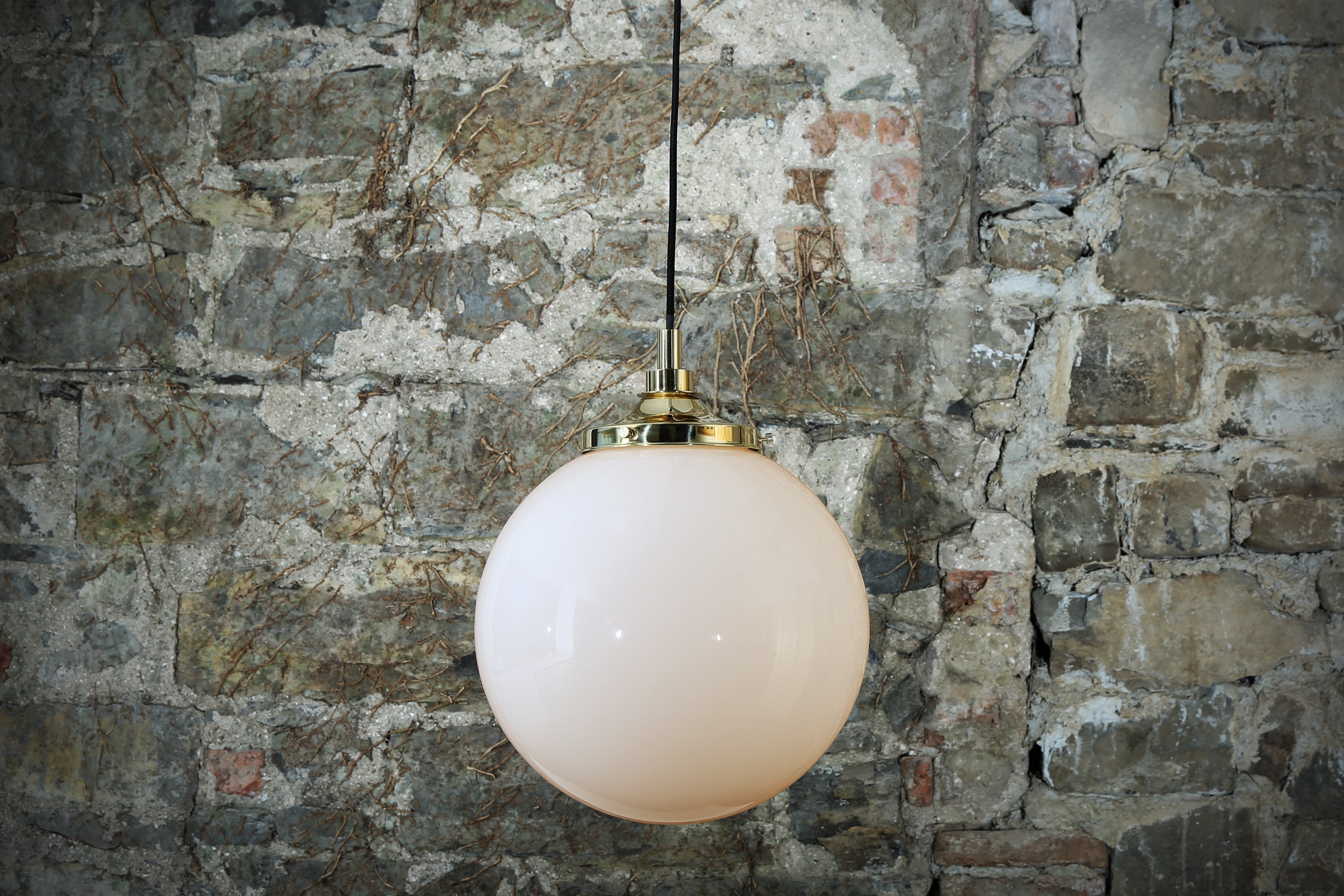 Opal Glass Globe Pendant Light IP44 Brass Gallery 20–35cm 7 Finishes