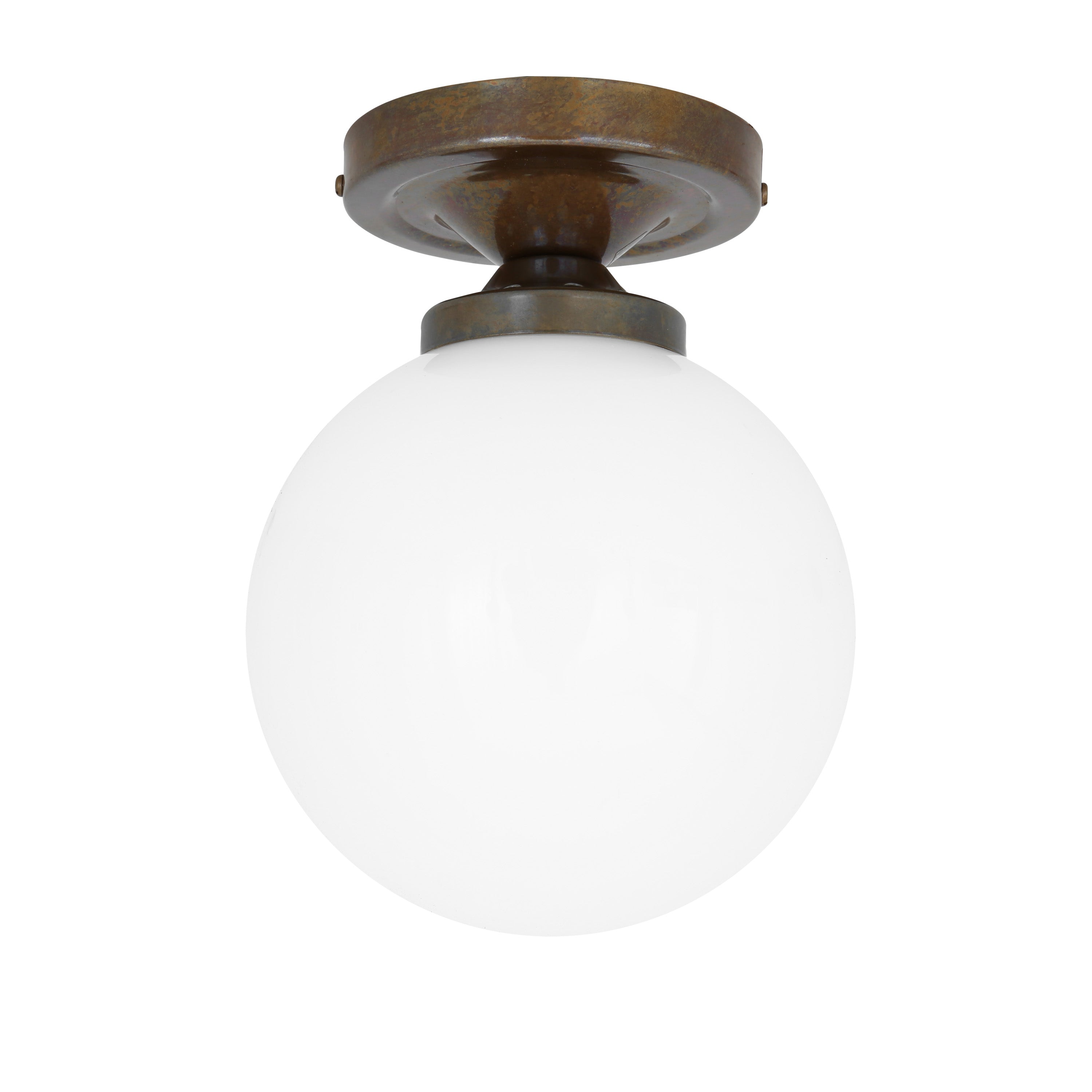 Opal Globe Flush Ceiling Light, Brass G9, Ø14cm