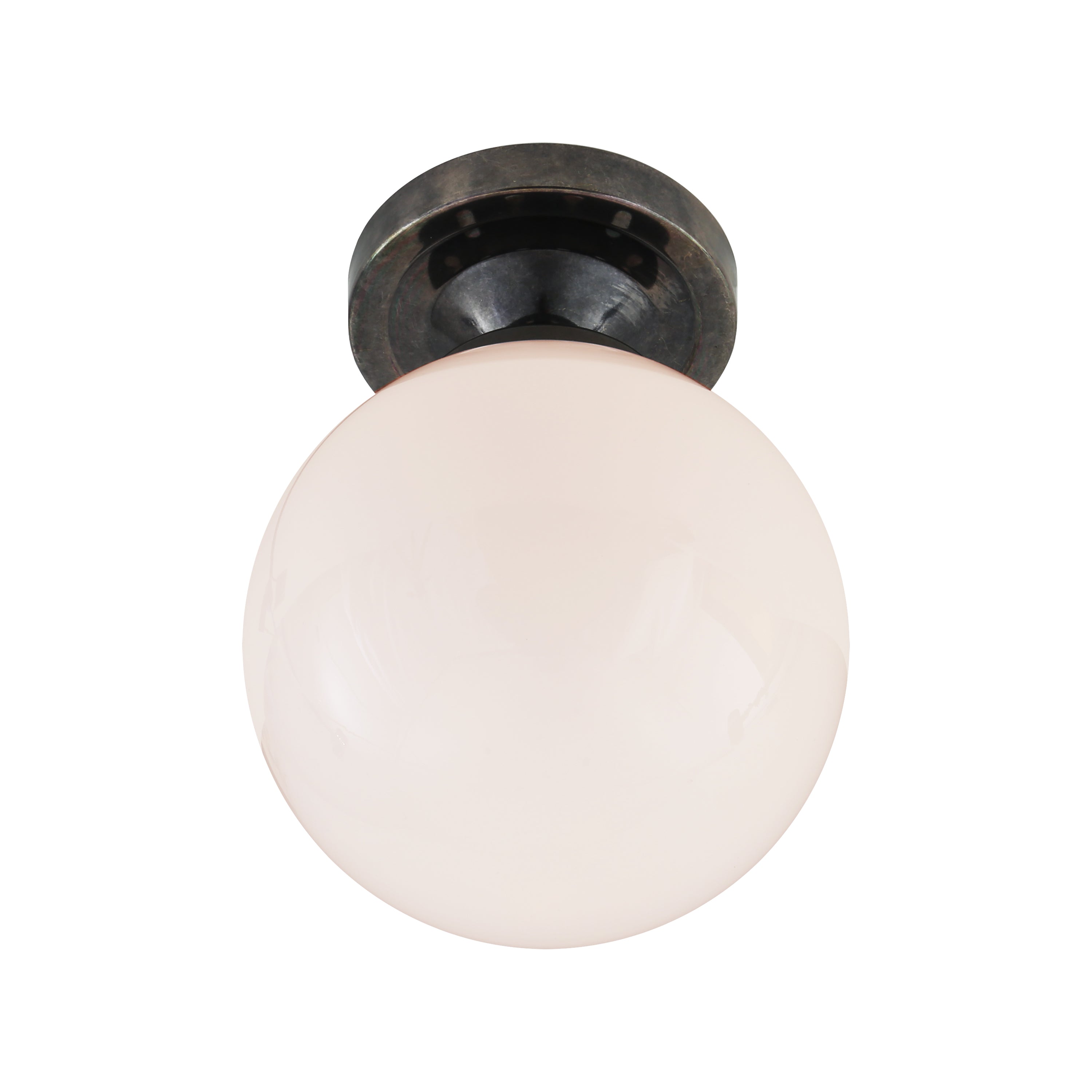 Opal Globe Flush Ceiling Light, Brass G9, Ø14cm