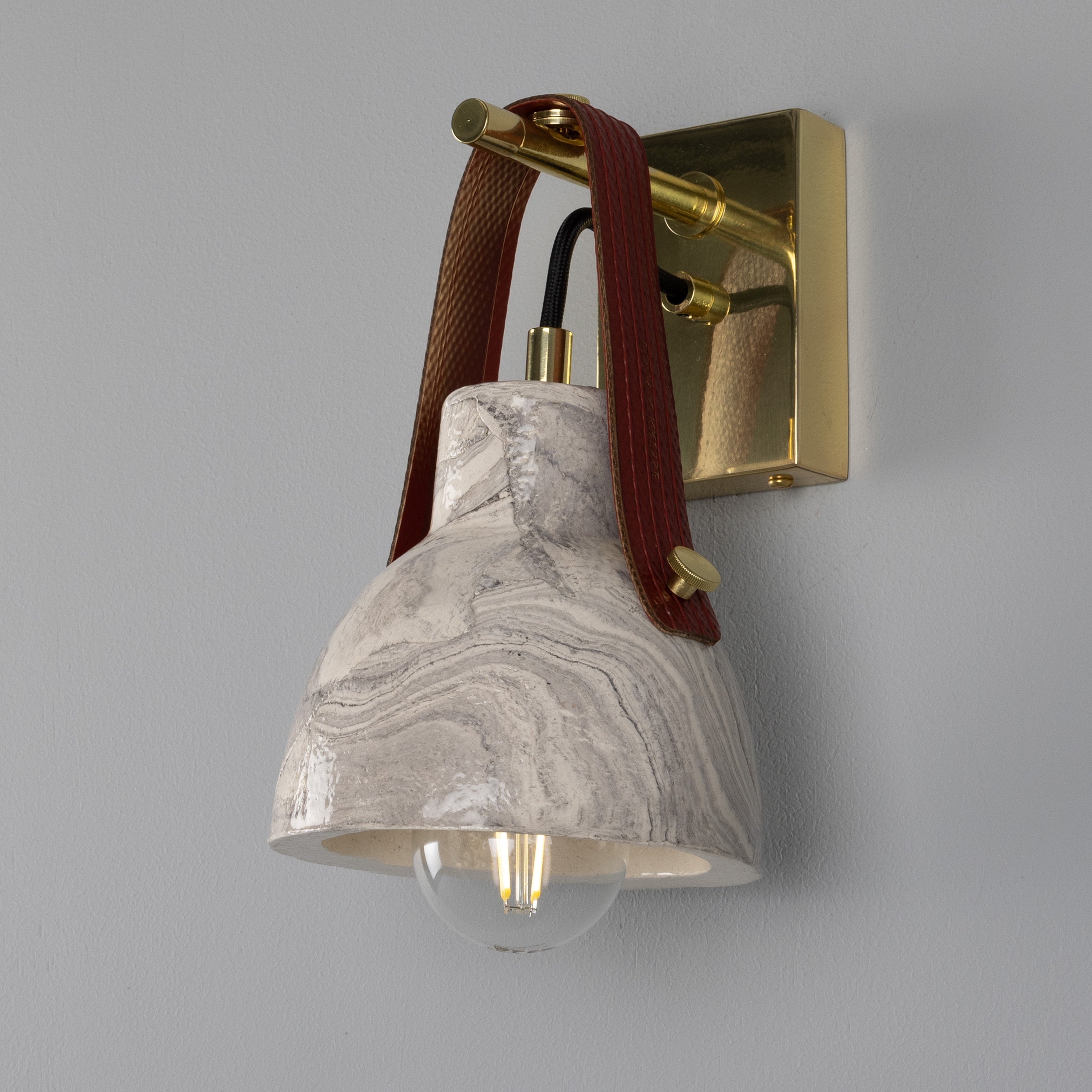 Bell Ceramic Wall Light Fire-Hose Strap E27 H26cm 5 Colours 5 Finishes