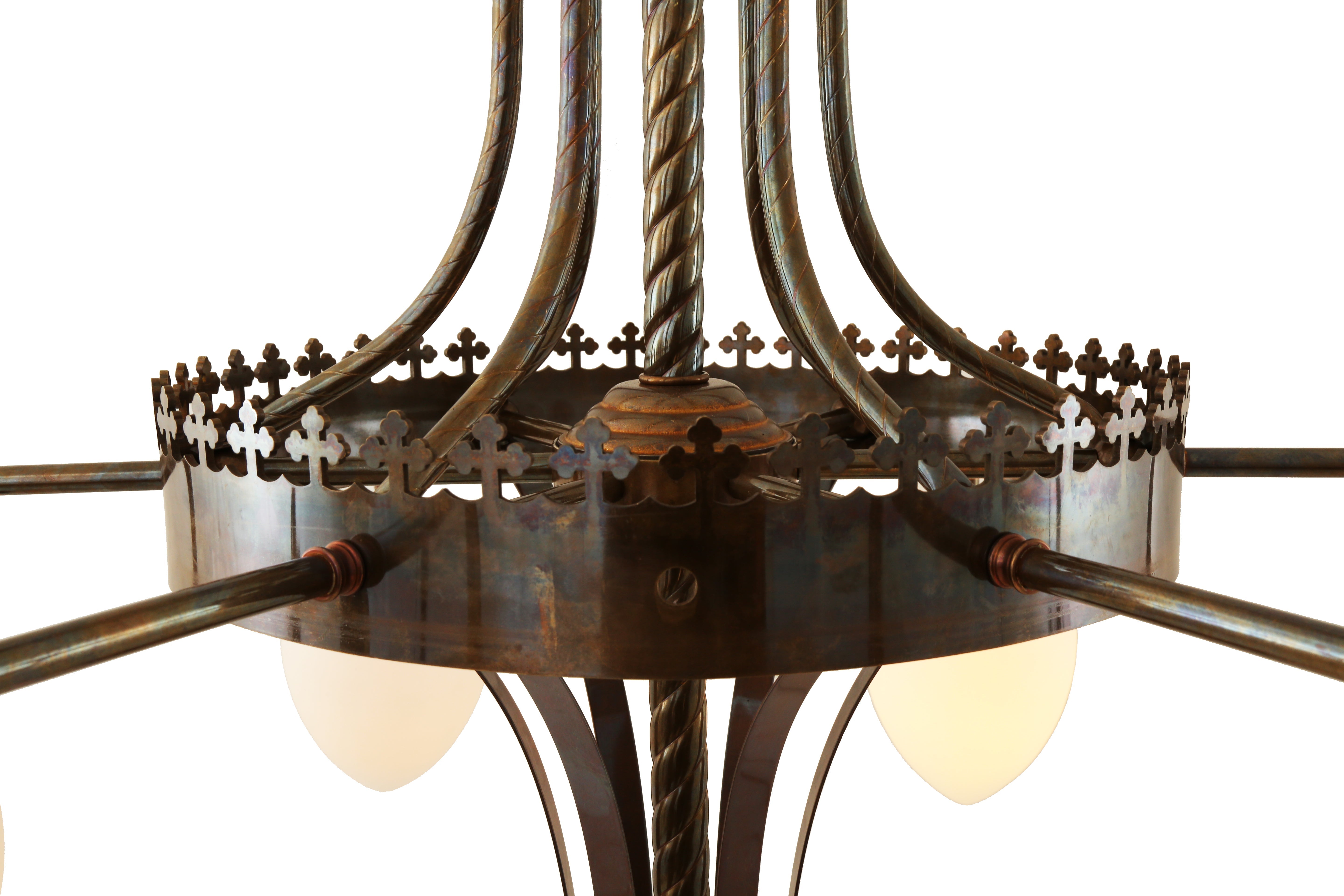 Five-Light Brass Chandelier Glass Shades Ø80cm H95cm 5×E27 4 Finishes