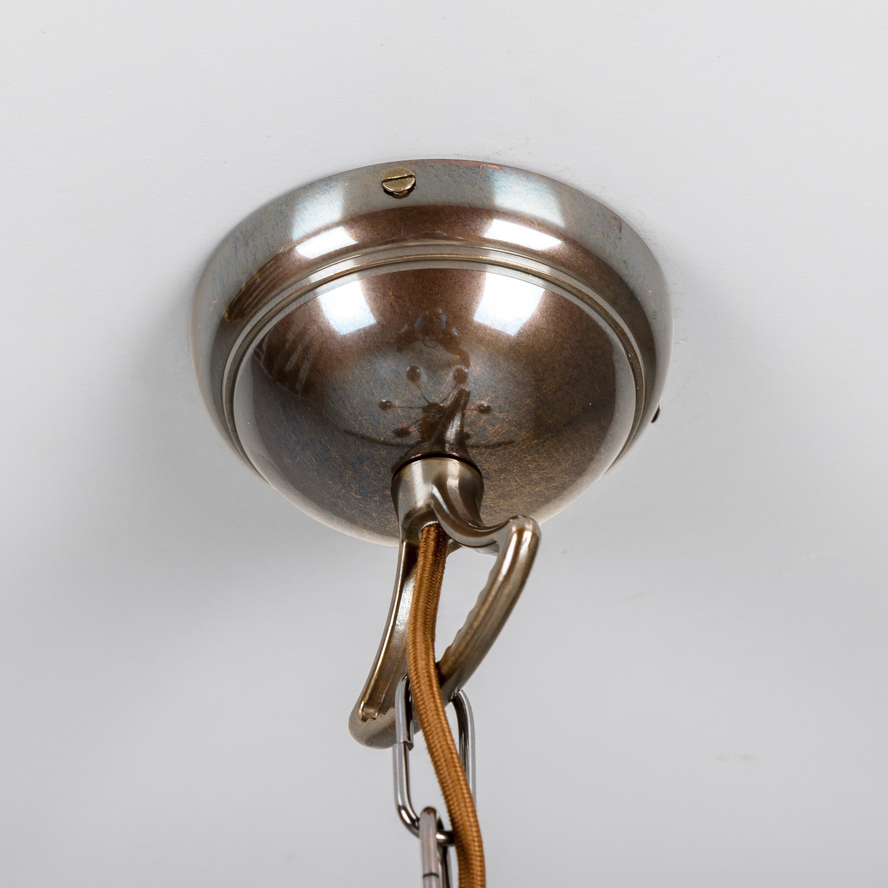 Six-Light Brass Chandelier with Opal Glass Globes Ø95cm