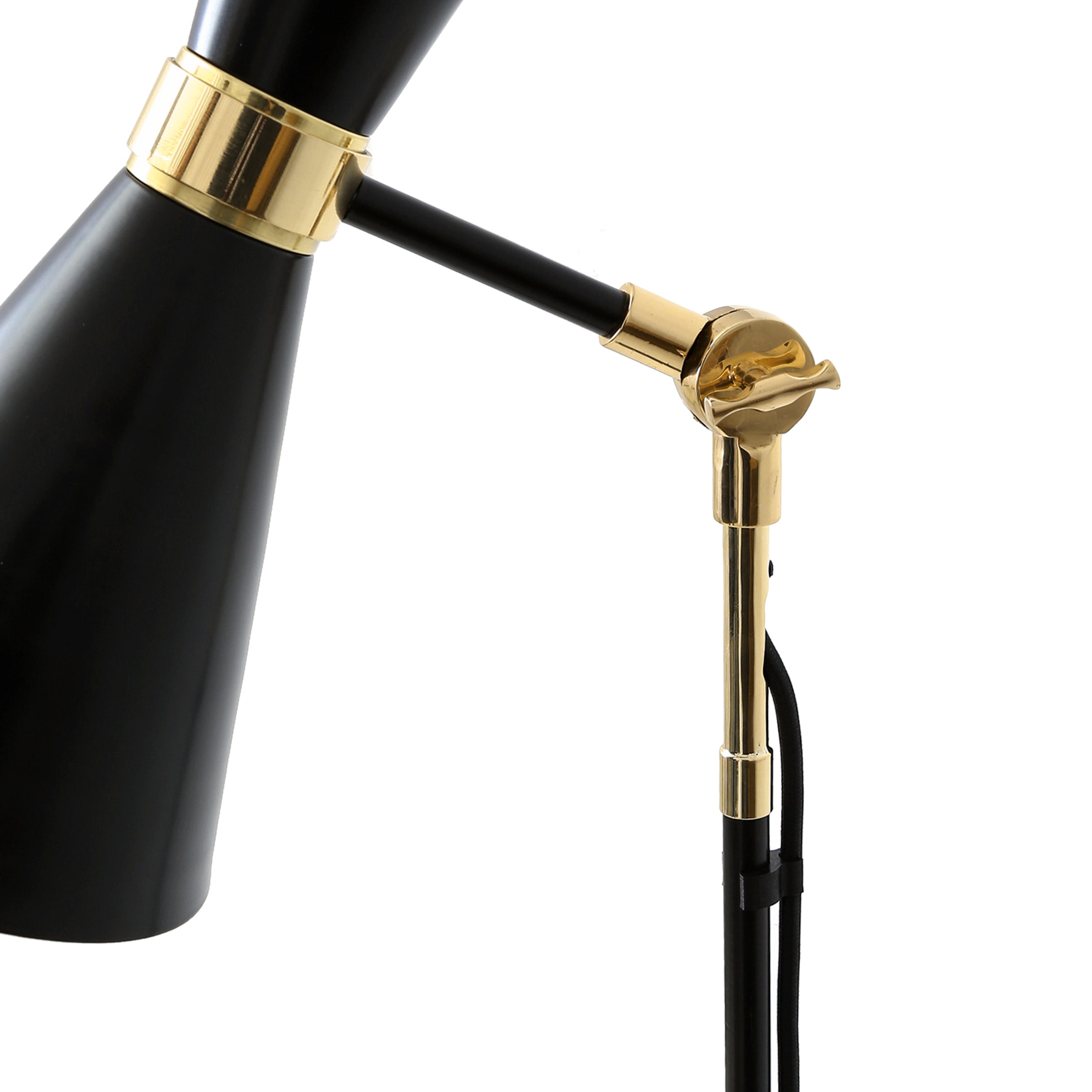 Mid-Century Brass Floor Lamp GU10 Tapered Steel H147cm Plug-In 2 Finishes