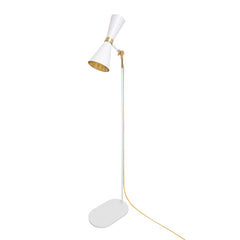Mid-Century Brass Floor Lamp GU10 Tapered Steel H147cm Plug-In 2 Finishes