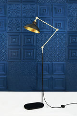 Adjustable Brass Floor Lamp Swivel Arm E27 H160–170cm Plug-In Polished Brass
