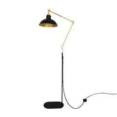 Adjustable Brass Floor Lamp Swivel Arm E27 H160–170cm Plug-In Polished Brass