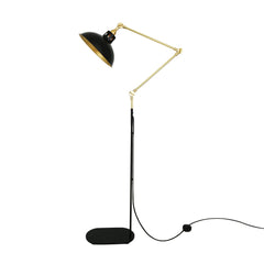 Adjustable Brass Floor Lamp Swivel Arm E27 H160–170cm Plug-In Polished Brass