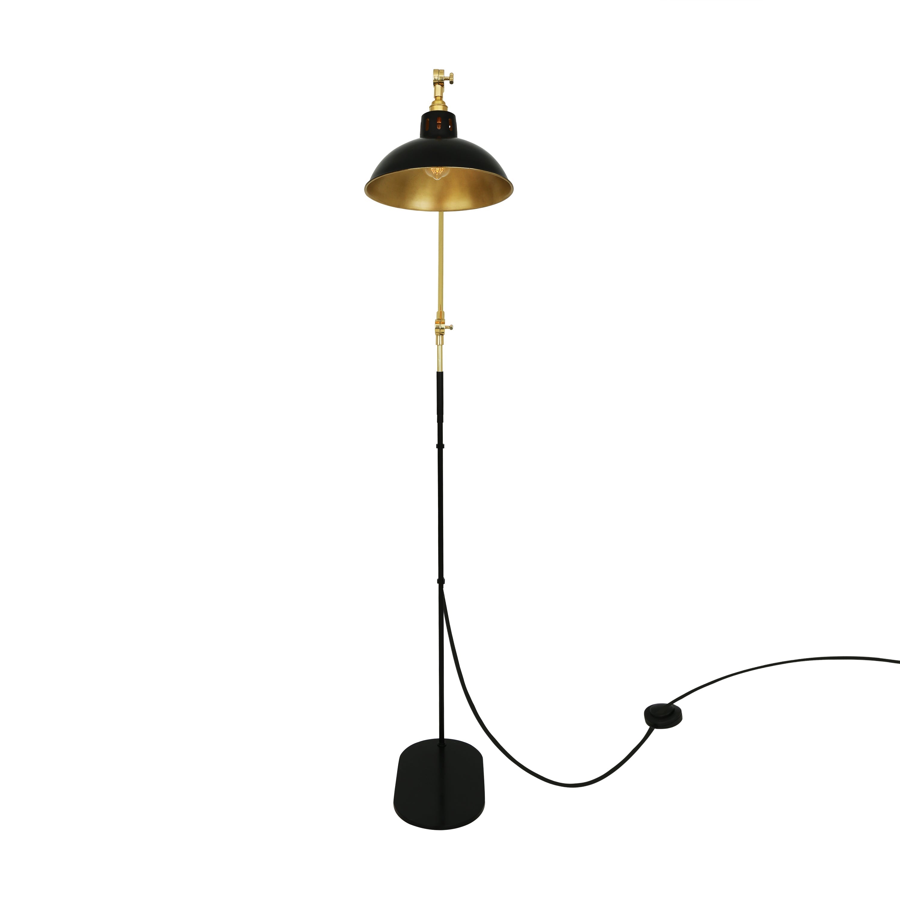 Adjustable Brass Floor Lamp Swivel Arm E27 H160–170cm Plug-In Polished Brass
