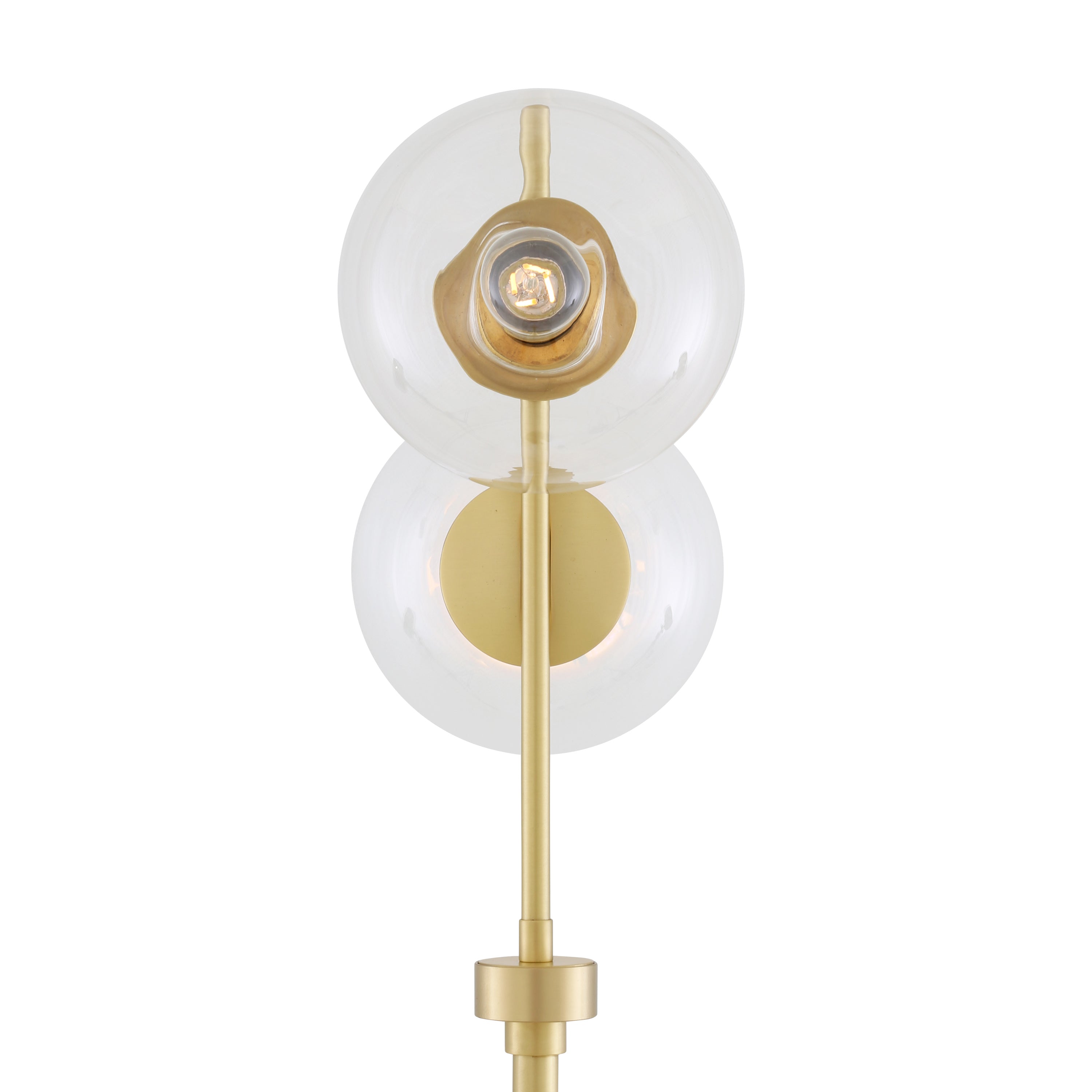 Dual Glass Globe Floor Lamp Brass Stem H154cm 2×E27 Plug-In 6 Finishes