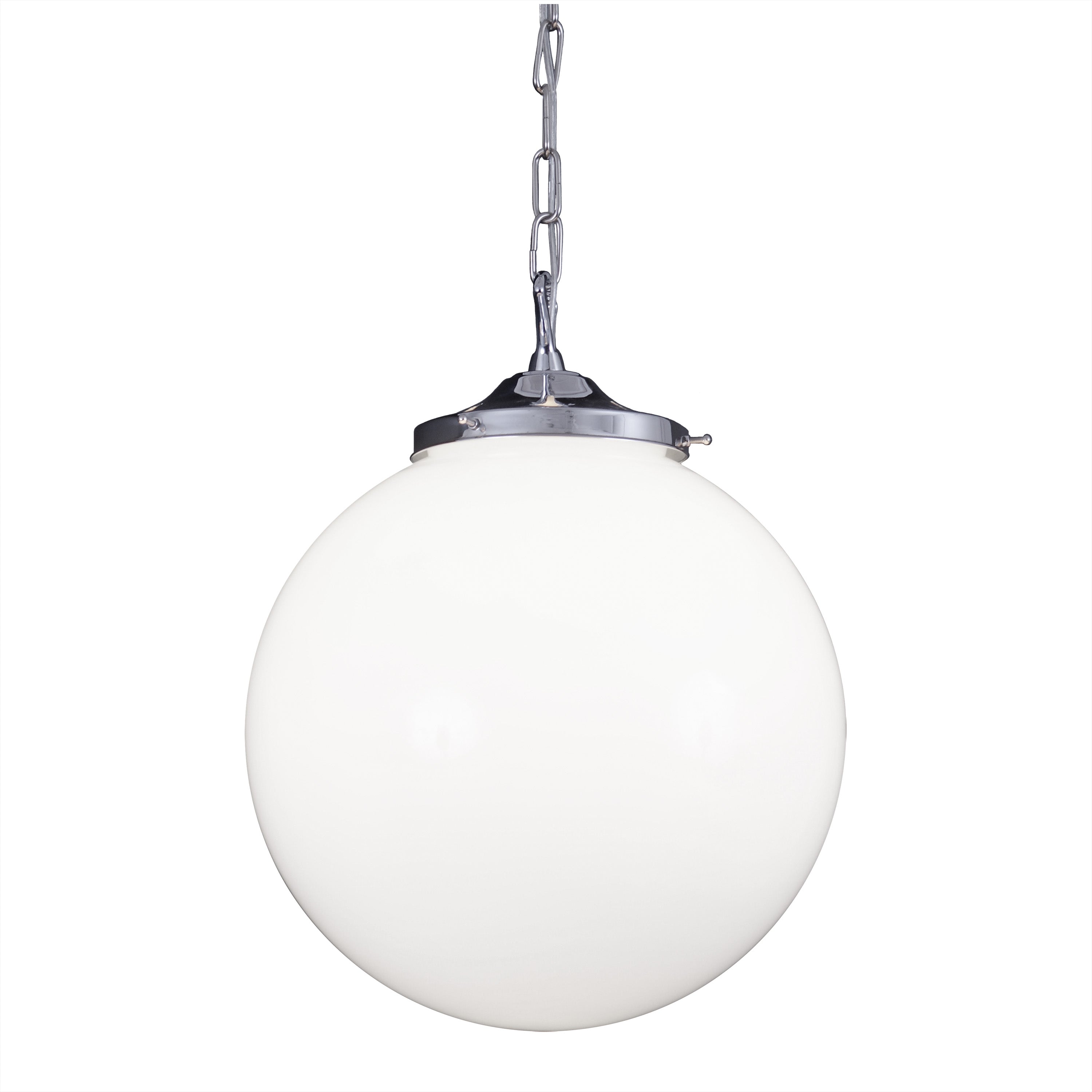 Opal Glass Globe Pendant Light, Brass Gallery, E27, 5 Sizes
