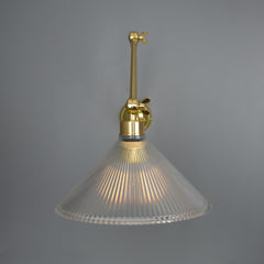 Adjustable Arm Wall Light Reeded Glass Shade Wingnut Joints E27 69cm
