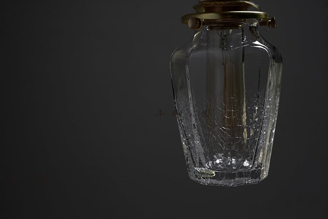Brass & Textured Glass Pendant Light