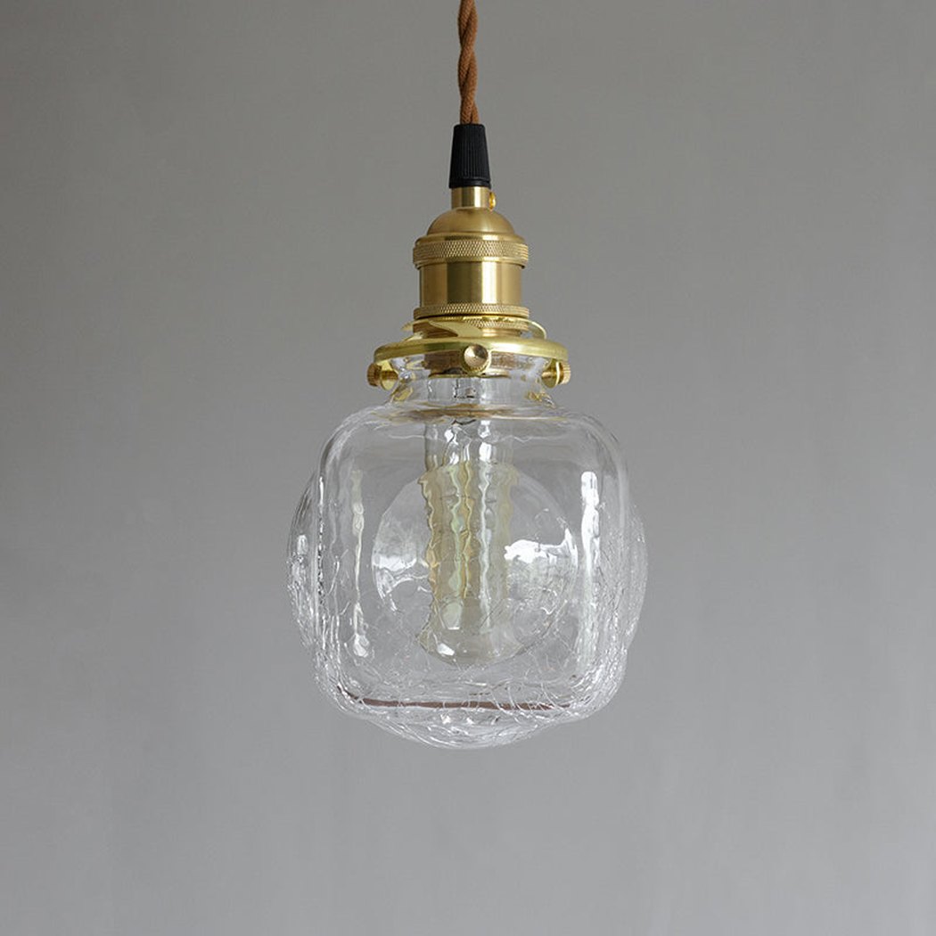 Brass & Textured Glass Pendant Light