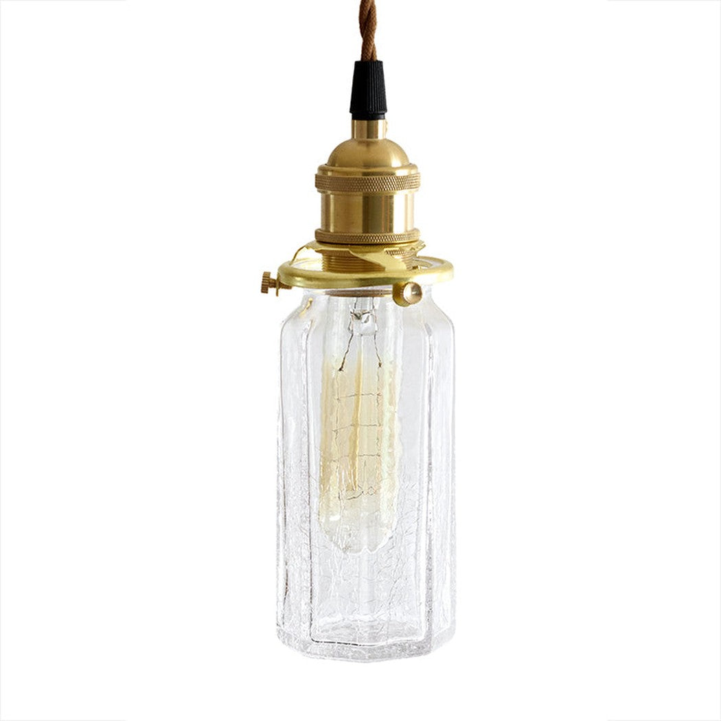 Brass & Textured Glass Pendant Light