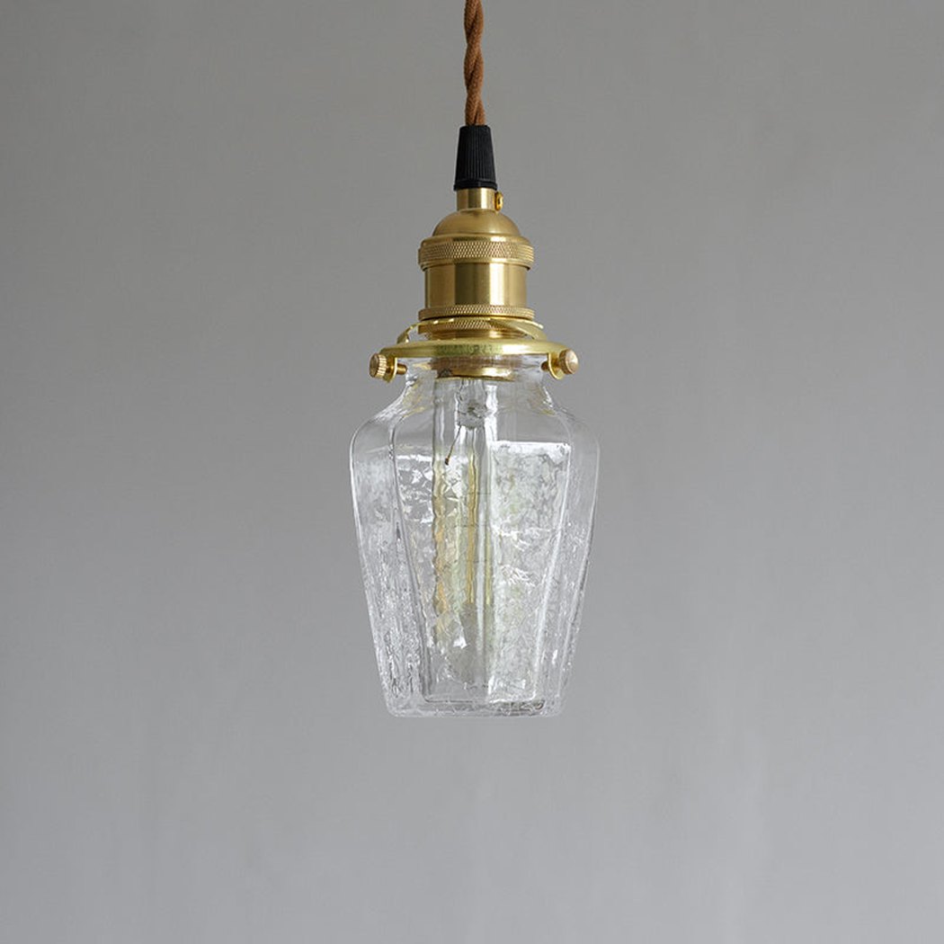 Brass & Textured Glass Pendant Light