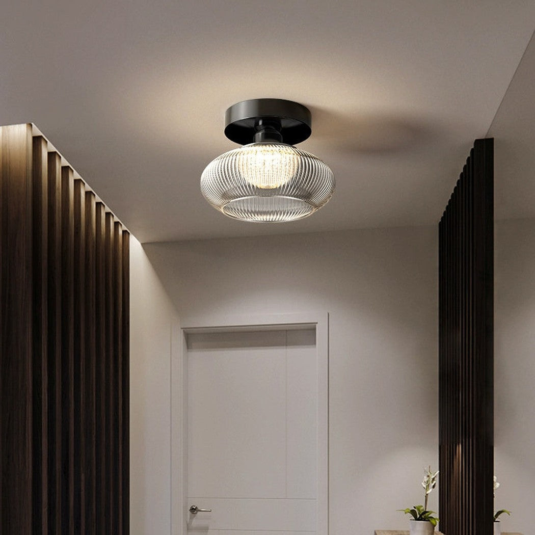 Ribbed Glass Ceiling Light, Art Deco