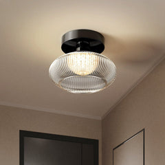 Ribbed Glass Ceiling Light, Art Deco