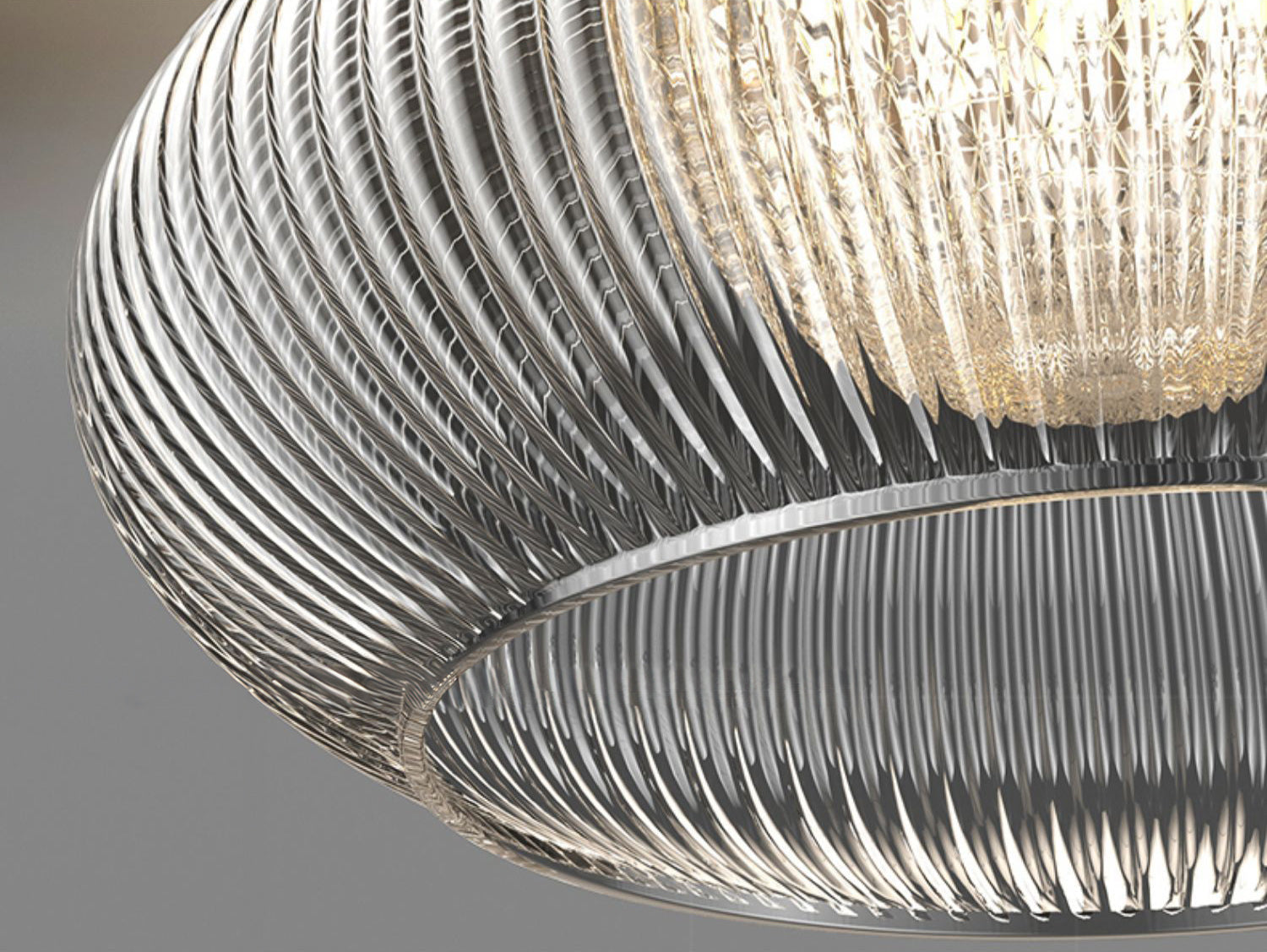 Ribbed Glass Ceiling Light, Art Deco
