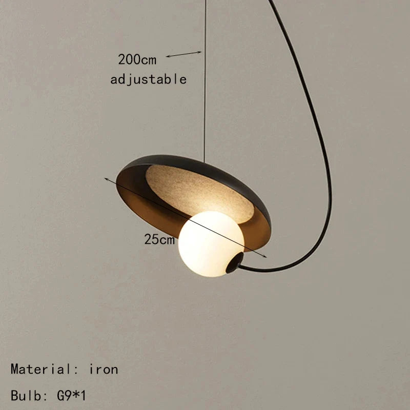 Opal Globe Metal Ring Pendant Light, 25–35 cm