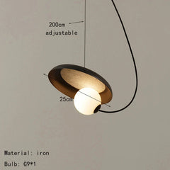 Opal Globe Metal Ring Pendant Light, 25–35 cm