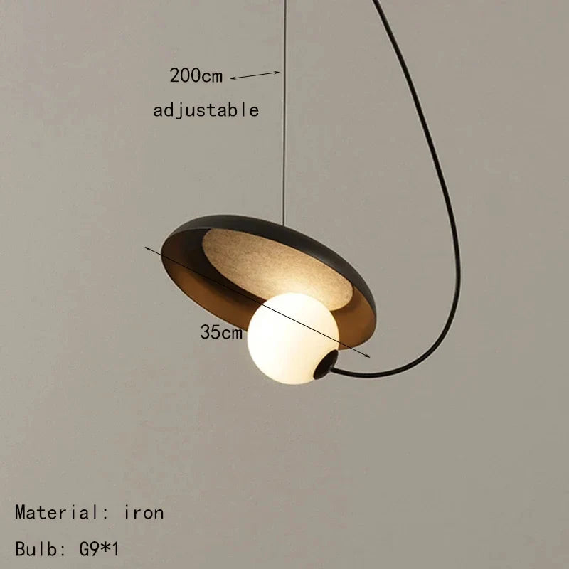 Opal Globe Metal Ring Pendant Light, 25–35 cm
