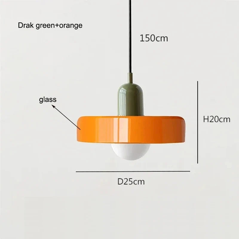 Nordic Retro Blown Glass Pendant Light E27 — 15 Colours